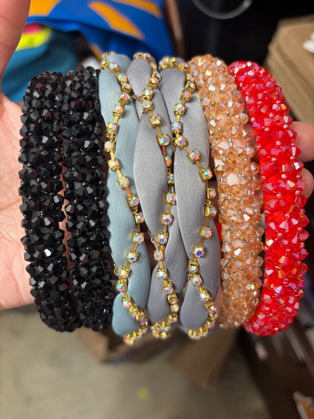 7 new Multi-Color Crystal Beaded Women’s headband Set